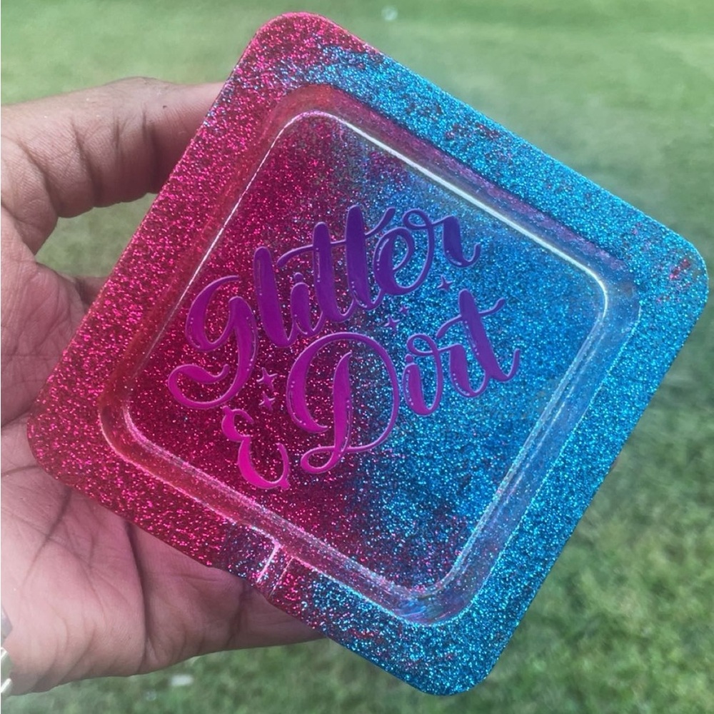 Glitter & Dirt Red and Blue Glitter Ashtray
